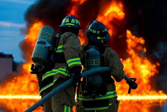 pompiers, feu, incendie, air respirable